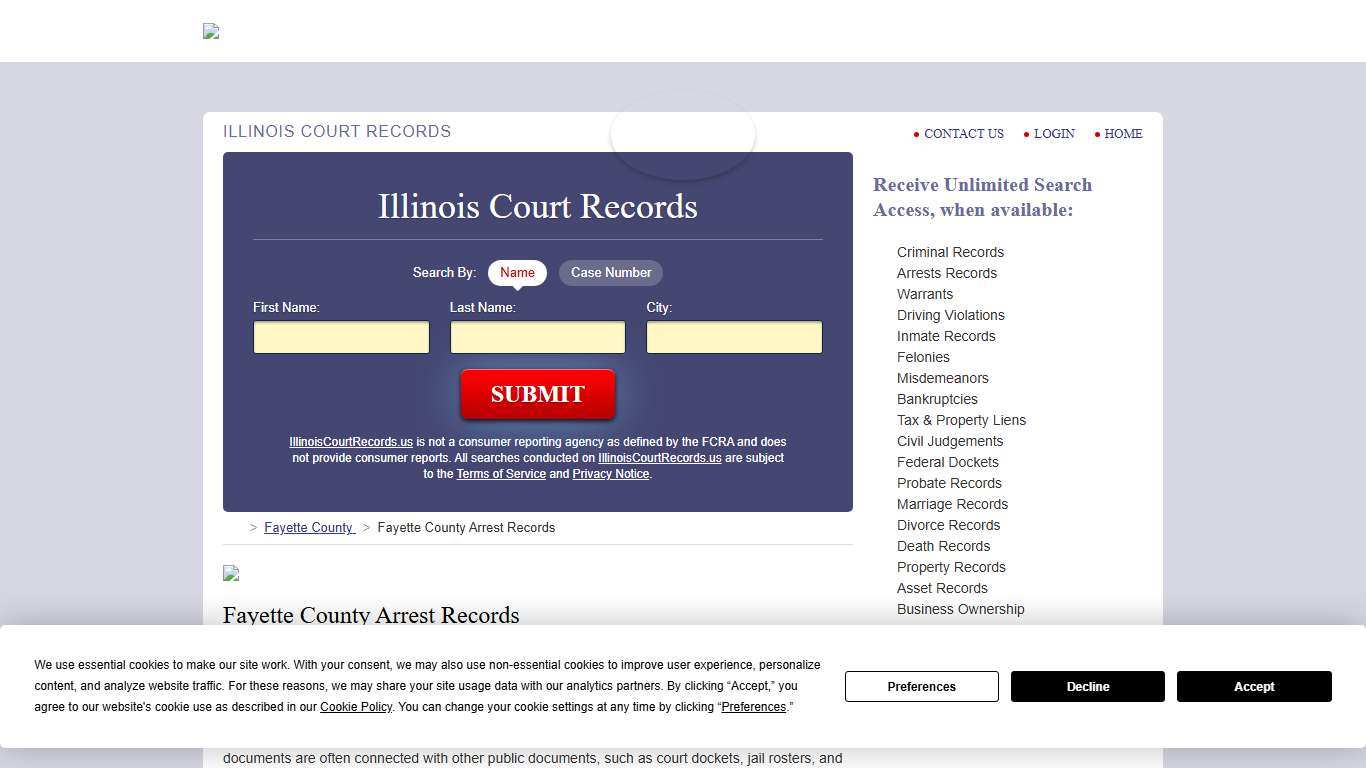 Fayette County Arrest Records IllinoisCourtRecords.us